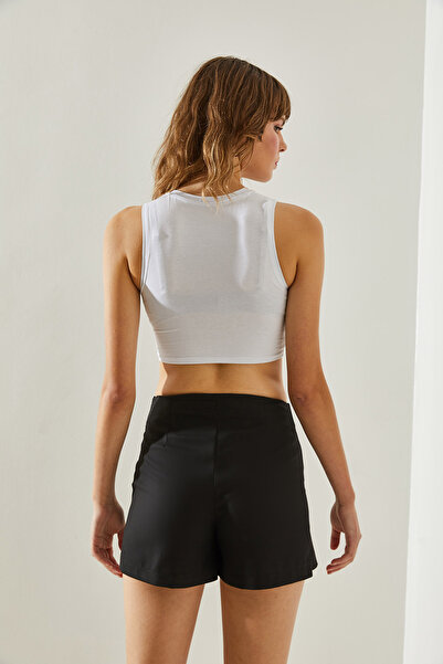 Bianco Lucci Fusta plisată pentru femei din piele de transpirație 7149 - SHORTS 60251415