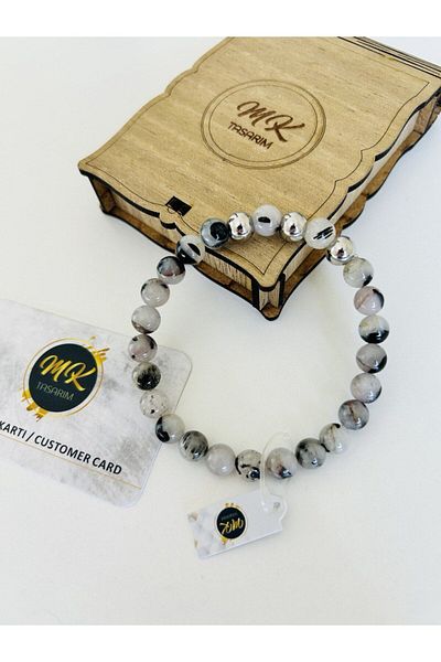 MK tasarım REAL LAPIS RUTILE QUARTZ STONE BRACELET| IN SPECIAL BOX