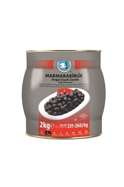 MarmaraBirlik Marmara Birlik Hiper Yağlı Salamura Siyah Zeytin (L) 2 Kg Tenek...
