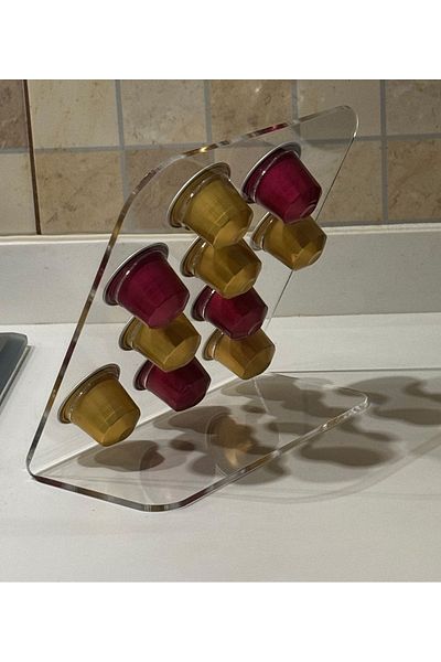 Trend Pleksi Capsule Coffee Stand (Nespresso & Jacobs Compatible 10 Capsules Capacity Transparent)
