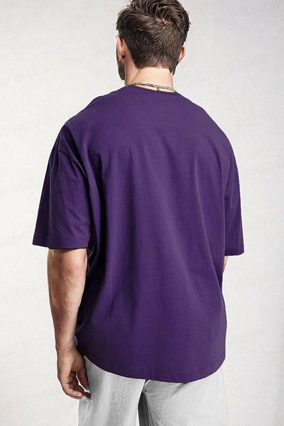 Teenage Millionaire Ανδρικό Μωβ Μπλουζάκι Basic απλό Unprinted Oversize Salas Boyfriend