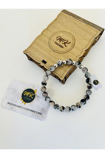 MK tasarım Real Rutil Quartz Stone Bracelet| In Special Box| Customer Card Mk.001.007-3