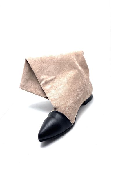 VEYİS USTA Μπεζ Χρώμα Special Production Δερμάτινες Μπότες Suede - Μύτη