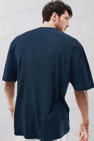 Teenage Millionaire Ανδρικό μπλουζάκι Navy Blue Crew Neck Απλό Basic Unprinted Oversize Salas T-shirt