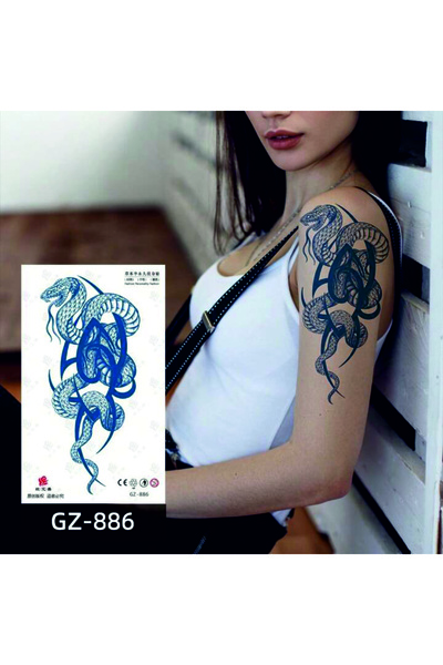 Tattoo 1 Ay Kalıcı Gerçekci Yılan Model Geçici Dövme Tattoo
