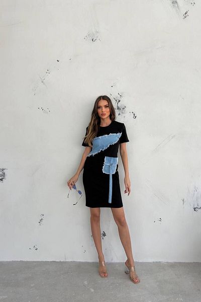 Ded COLLECTION Rochie de damă de denim, neagră, la tendință