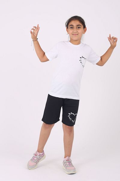 Çiggo Kids Σετ για κορίτσια με σχέδιο καρδιάς - λαιμόκοψη, 100% βαμβάκι, σετ από κάτω