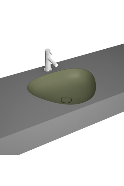 VitrA Plural 7812B477-1083 Üçgen Tezgahaltı Lavabo, 47 cm, Mat Yosun Yeşili