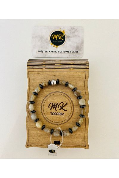 MK tasarım Real Labrodorite Real Hematite Stone Bracelet||mktasarim in Special Box