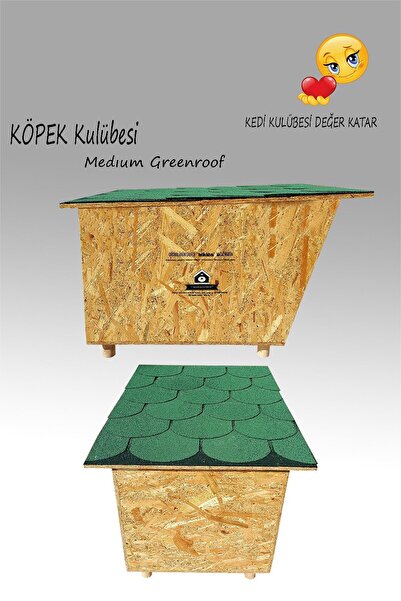 Kedigram Kedi Kulübesi Köpek Kulübesi Greenroof M - Kedi Köpek Kulübesi - Su Geçirmez Ev - Shıngle Kaplamalı Ahşap Kulübe
