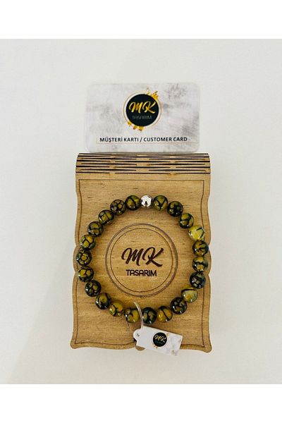 MK tasarım Real Crab Agate Stone Bracelet| Mktasarim in Special Box| Mktasarım Custom Customer Card