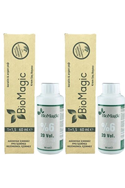 BIOMAGIC Organik Amonyaksız Saç Boyası (yoğun Küllü Koyu Kumral-6.11)+oksidan (2 Adet)