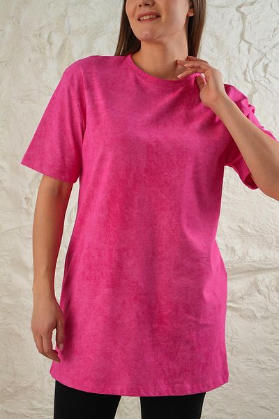 LİVE SPORT Acid Washed Batik Patterned Oversize Women's Tunic
