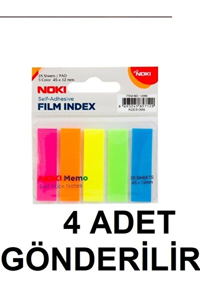 Noki Memo Film Index Yapışkanlı Renkli Ayraç 45×12 Mm ( 4 PAKET GÖNDERİLİR )
