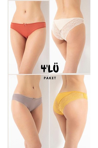 CONFEO Lacy Women's Panties - Pack of 4, Mixed Color Assortment, C1T0N0O408