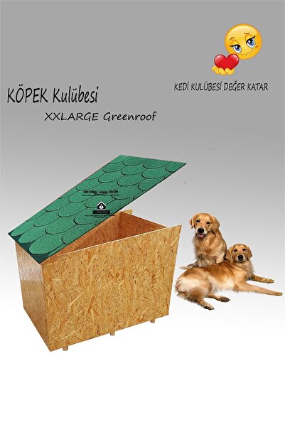 Kedigram Kedi Kulübesi Köpek Kulübesi Greenroof Xxl - Kedi Köpek Kulübesi - Su Geçirmez - Shıngle Kaplamalı Ahşap Kulübe