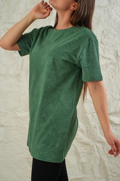 LİVE SPORT Acid Washed Batik Patterned Oversize Women's Tunic