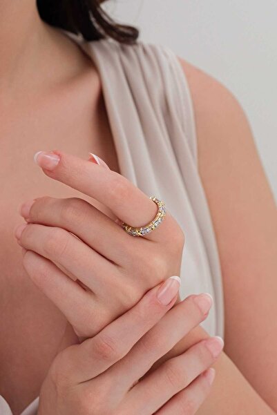 LUCİ LONTANE خاتم بتفاصيل حجر الممر المائي مزدوج اللون