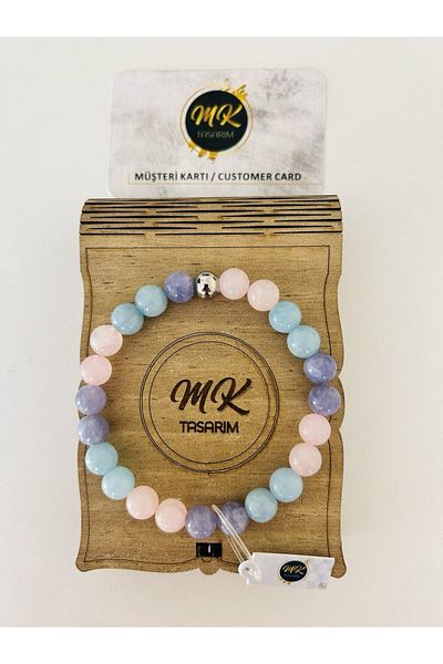 MK tasarım Real Blue-pink-purple Quartz Stone Bracelet