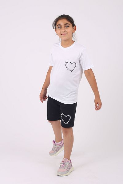 Çiggo Kids Σετ για κορίτσια με σχέδιο καρδιάς - λαιμόκοψη, 100% βαμβάκι, σετ από κάτω
