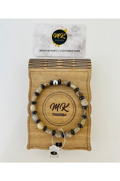 MK tasarım Real Labrodorite Real Hematite Stone Bracelet||mktasarim in Special Box