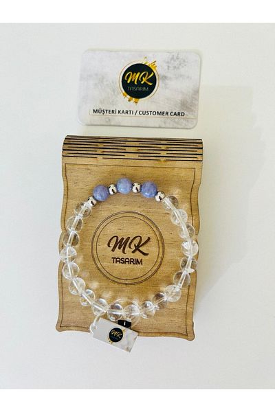 MK tasarım Real Crystal Quartz -purple Quartz Stone Bracelet| In Special Box| Mkt0002 with Customer Card