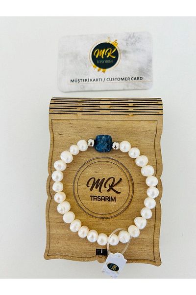 MK tasarım Real Pearl Real Lapis Lazuli Bracelet|mktasarim in Special Box