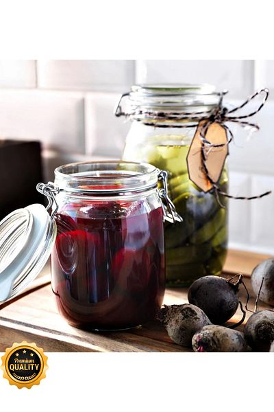TAGESAN 1.8 Lt Korken - Glass Locked, Airtight, Dry Food Storage Jar