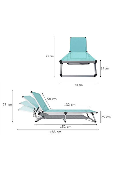 Alezy Fileli Katlanır Plaj Balkon Havuz Kademeli Şezlong Sarı