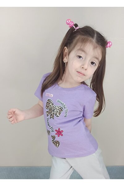 Bluence Tricou din bumbac liliac pentru fete