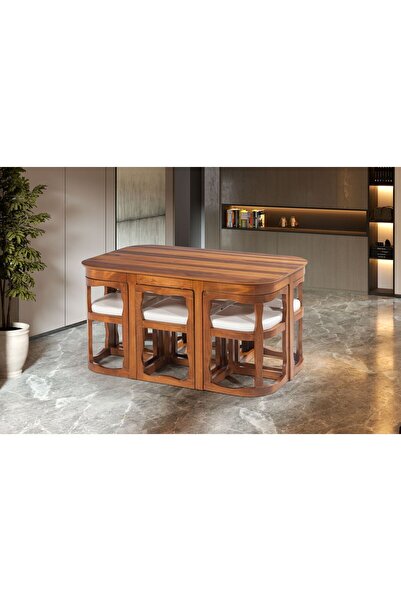 TEKMAN ADA MASA DOĞAL CEVİZ KAPLAMA TAKIM