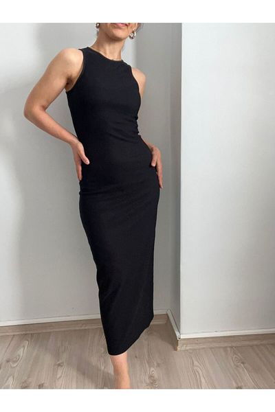 soBasic Rochie de vară neagră fără mâneci cu decolteu - L
