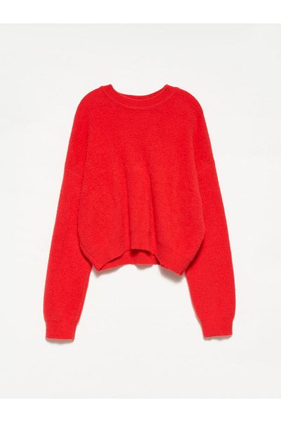 Dilvin 10276 Crew Neck Sweater-red