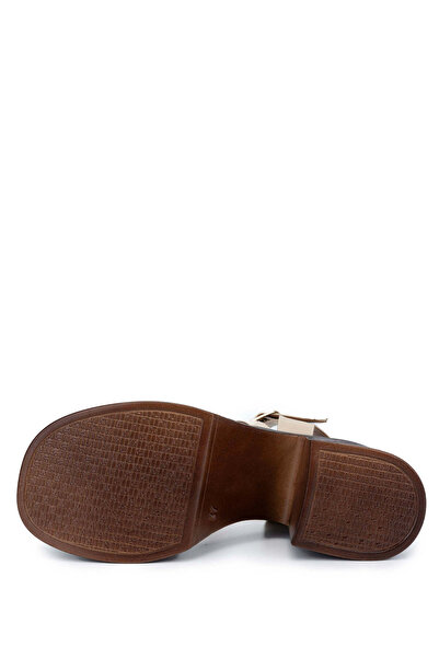 Tamer Tanca Beige Colored Women's Genuine Leather Heeled Sandals