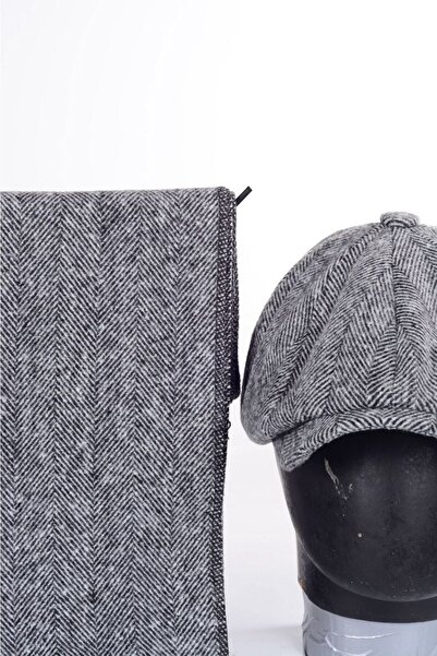 mercantoptan Model Peaky Blinders Balıksırtı Kışlık Kasket Şapka Atkı Hediyeli Kombin