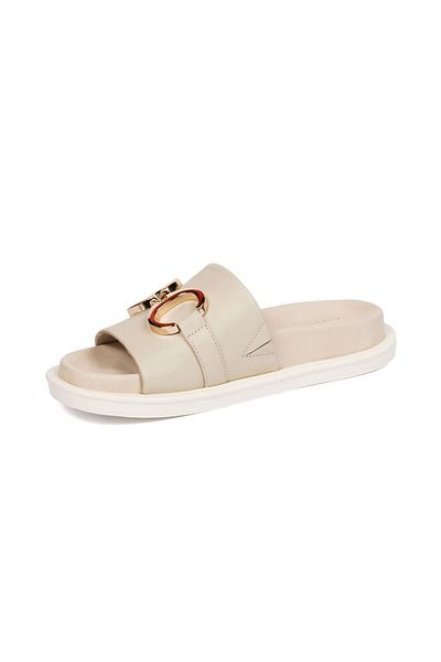 Greyder Women's Bone Genuine Leather Slippers 2Y2Tt31541