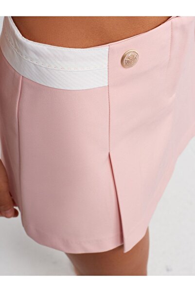 Dilvin 80787 Pilili Kıvrık Kemerli Etek-Pudra