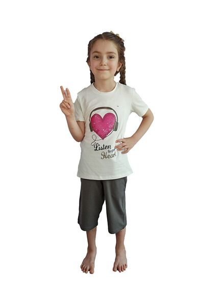 Bluence Σετ Ecru Girl Waiter Cotton Capri