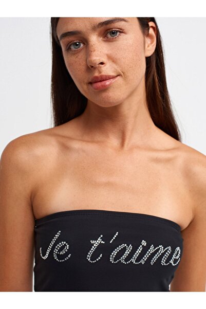 Dilvin 20693 Crop Top-Siyah