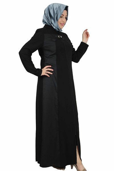 Bluence Top de damă negru cu fermoar în carouri laterale
