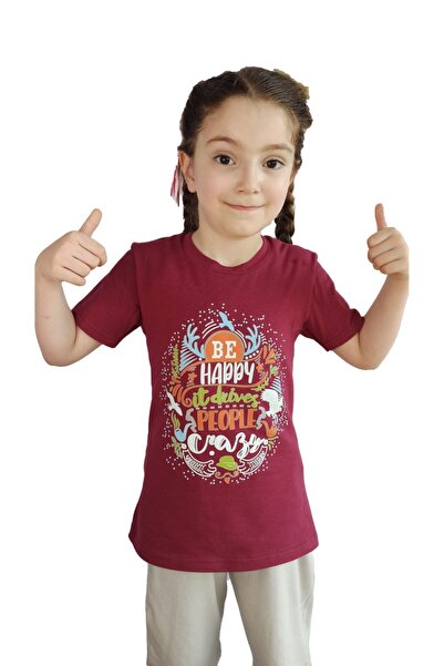 Bluence Tricou din bumbac pentru copii, model Plum Girl Waiter