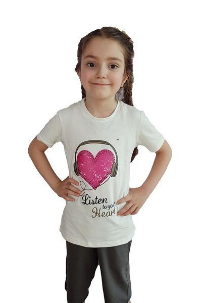 Bluence Ecru Girl Waiter Children's Cotton T-shirt