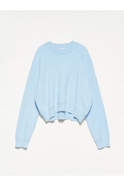 Dilvin 10276 Pulover cu gât crew-albastru