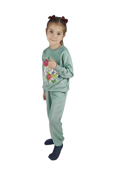 Bluence Σετ φόρμας για κορίτσια Waiter Mint Green εμπριμέ βαμβακερό