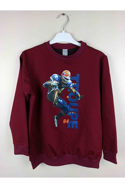 Bluence Hanorac din bumbac imprimat Chelner Burgundy pentru baieti