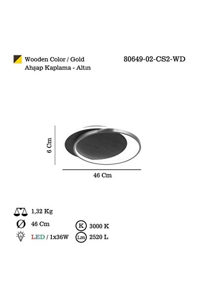 LUCEA Nevıs 2 Lı K.yuv Eskıt/ahsap Ledlı Plafonyer