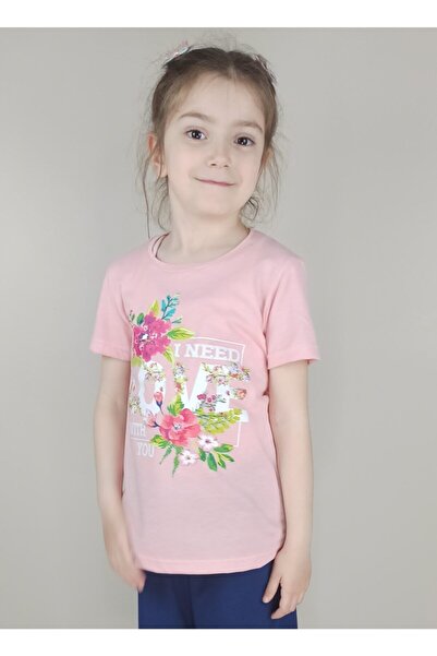 Bluence Tricou roz din bumbac pentru fete