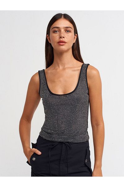 Dilvin 20713 Ball din tul cu pietre-negru