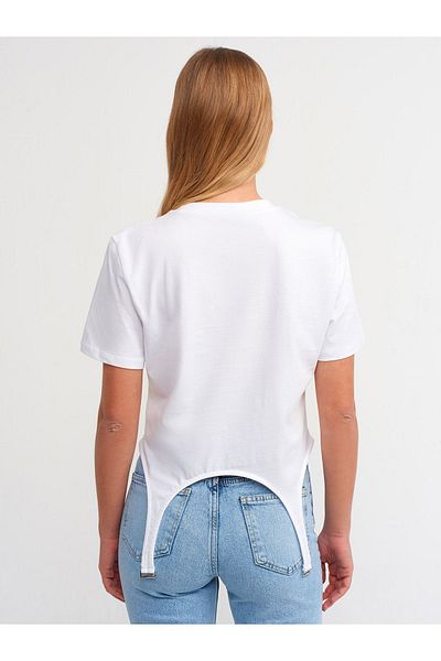 Dilvin 30159 Crew Neck T-shirt-λευκό