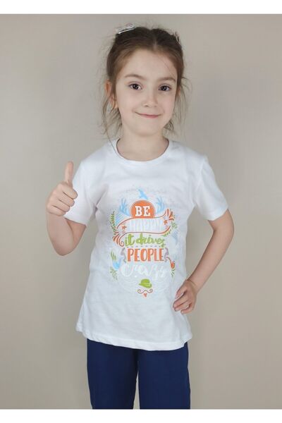 Bluence Tricou alb din bumbac pentru fete